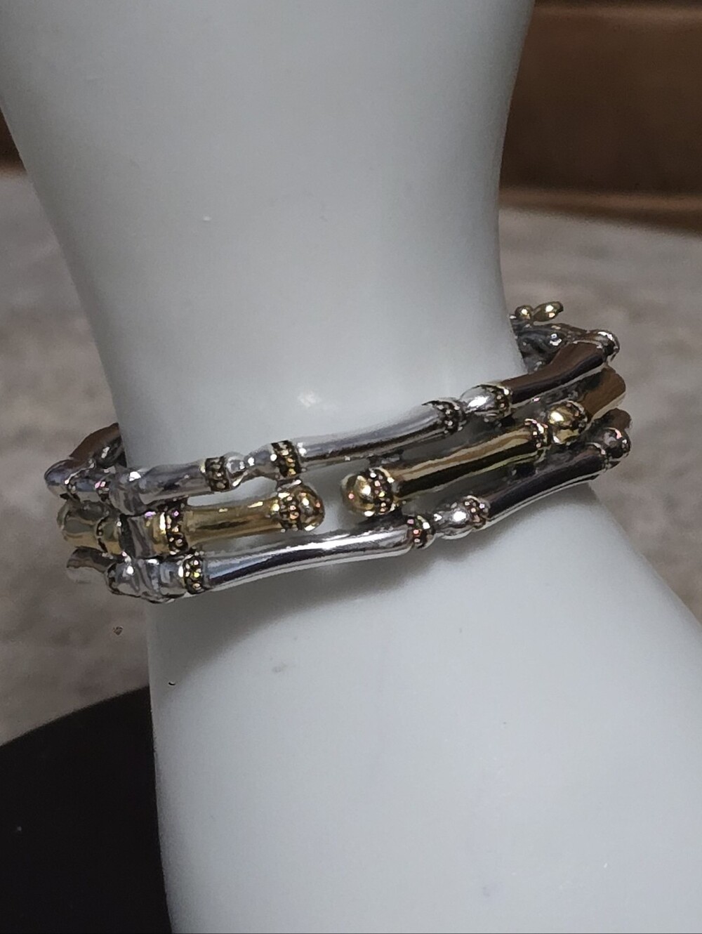 John Madeiros Canias Cor Three-Row Two-Tone Hinged Bangle Bracelet